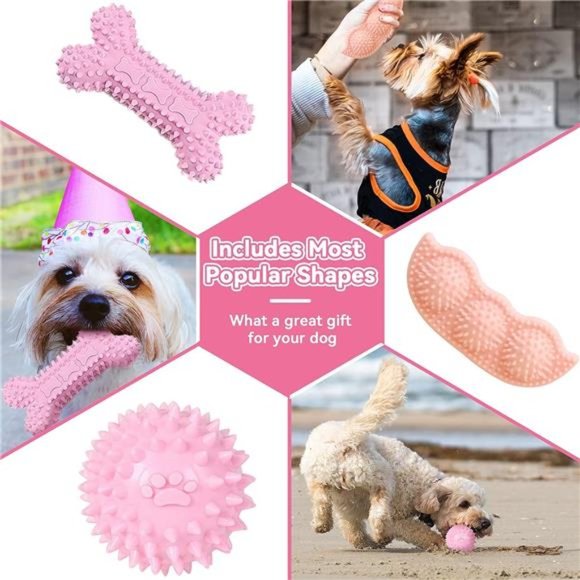 6Pack Puppy Toys for Teething Small Dogs Cute Pink Pet Dog Chew Toys for Puppies - Picture 3 of 7